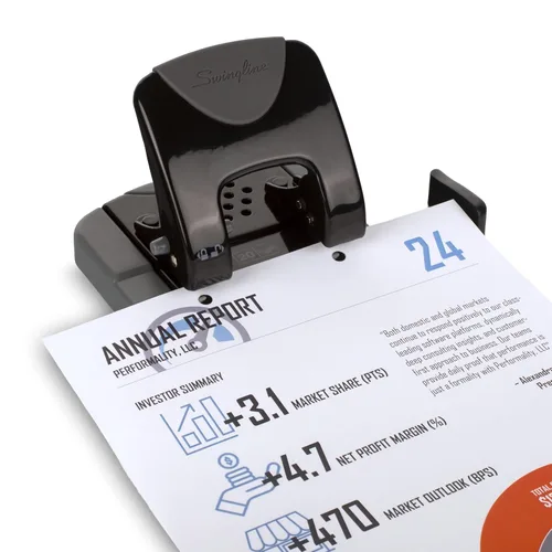 Miniatura 6 de Swingline - Perforadora de 2 agujeros, perforadora de 20 hojas, perforadora de papel, mango de confort de bajo esfuerzo SmartTouch, guía