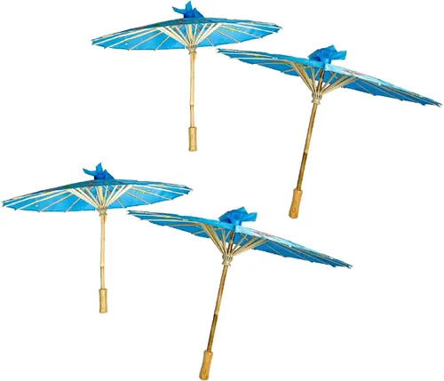 Miniatura 21 de TJ Global Paquete de 4 paraguas chino japonés de 33 pulgadas para bodas, fotografías, disfraces, cosplay, decoración y otros eventos, 4 sombrillas