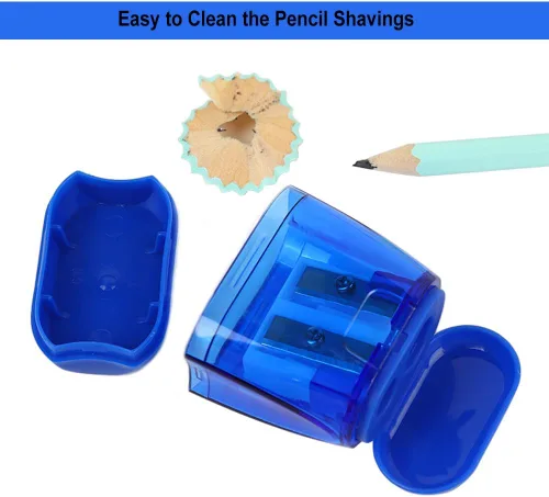 Miniatura 3 de BOPART - Sacapuntas manuales de colores a granel, 24 sacapuntas de mano pequeños con doble agujero con tapa para niños y adultos en el aula