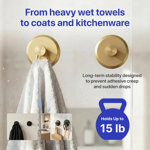 Miniatura 4 de HOME SO Ganchos con ventosa para toallas de ducha y baño, paquete de 2 – Ganchos de ventosa para colgar toallas, batas y abrigos – azulejos, puerta
