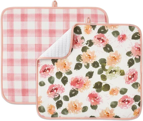 Miniatura 13 de Paquete de 2 tapetes de secado de platos para encimera de cocina, absorbentes, tapetes escurridor de platos de microfibra, almohadilla de secado