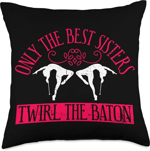 Miniatura 4 de Baton Twirling & Majorette Dance Designs Sister Design for Baton Twirler Sis Throw Pillow, 16x16, Multicolor