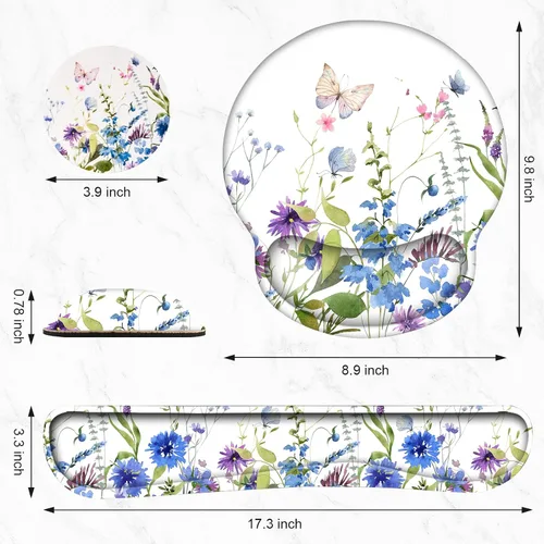Miniatura 7 de Reposamuñecas para teclado, alfombrilla ergonómica para mouse con soporte de muñeca, reposamuñecas de espuma viscoelástica, base antideslizante