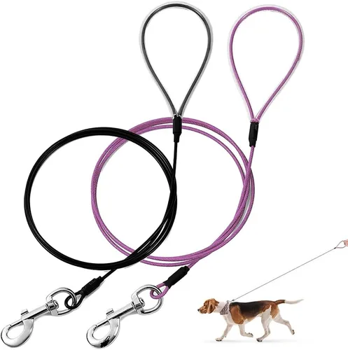 Miniatura 12 de Correa para perro a prueba de masticación Mi Metty, correa de cable metálico de 6 pies, correa resistente hecha de cuerda de alambre recubierta