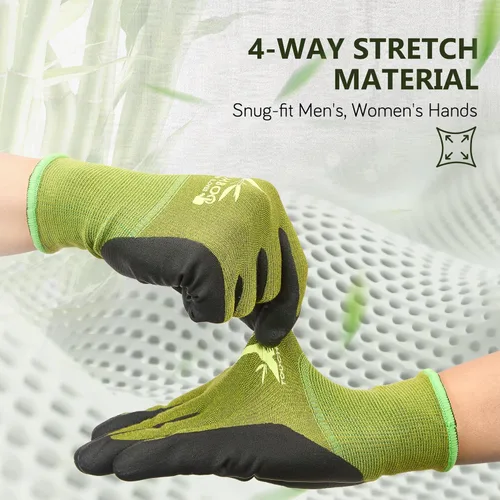 Miniatura 5 de COOLJOB 2 pares de guantes de jardinería para mujeres y hombres, guantes de trabajo de bambú para pantalla táctil, guantes de trabajo