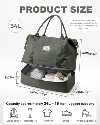 Miniatura 16 de Bolsa de viaje para mujer, bolsa deportiva para gimnasio, H-Negro