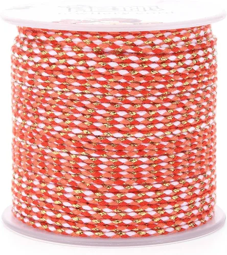 Miniatura 10 de Pandahall - Cordón de macramé de 21.8 yardas con alambre dorado, de algodón de 4 capas hecho a mano, trenzado y teñido para ganchillo, bohemio, Rosa