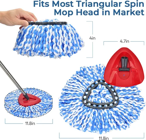 Miniatura 2 de Matthew Cleaning - Juego de 3 cabezales de repuesto de microfibra azul compatible con EasyWring Spin Mop Reemplazar la cabeza EasyWring de alta