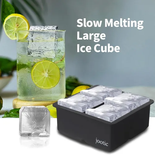 Miniatura 4 de Bandejas grandes para cubitos de hielo de silicona (2.5 pulgadas), moldes grandes para hacer 4 cubitos de hielo gigantes para whisky