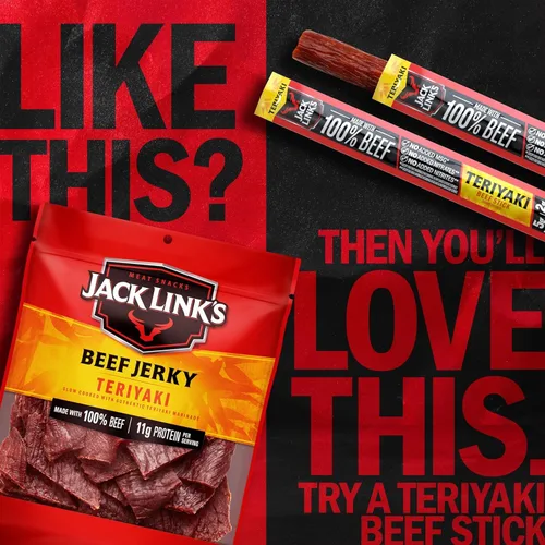 Miniatura 8 de Jack Link's Carne Seca de Res, Teriyaki, Bolsa Grande de Cecina de Media Libra - Aperitivo de Carne Sabroso, Aperitivos de Proteína Listos