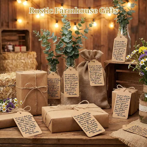 Miniatura 7 de SallyFashion 200 etiquetas de regalo con cuerda adjunta, etiquetas colgantes de papel kraft de 2 x 4 pulgadas para ropa, manualidades, boda, Mixto