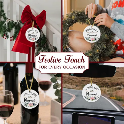 Miniatura 4 de World's Best Meemaw - Adornos de cerámica de Navidad regalos de nietos, nietos, regalos de cumpleaños para el día de la madre, regalos de cumpleaños