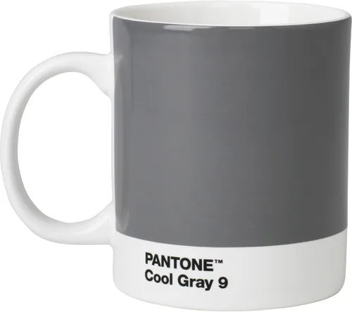 Pantone by Copenhagen Design - Taza de café grande de cerámica con asa - Taza de café de porcelana colorida, 12 oz gris frío
