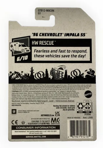 Miniatura 2 de Hot Wheels Chevrolet Impala SS '96, [blanco] 227/250 Rescue 6/10