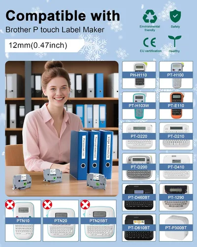 Miniatura 2 de TITBIT Paquete de 5 cintas táctiles PTP300BT P de repuesto para rotulador Brother Cube TZe-231 de 0.472 in 0.47 laminado Tze231 TZ-231 negro sobre