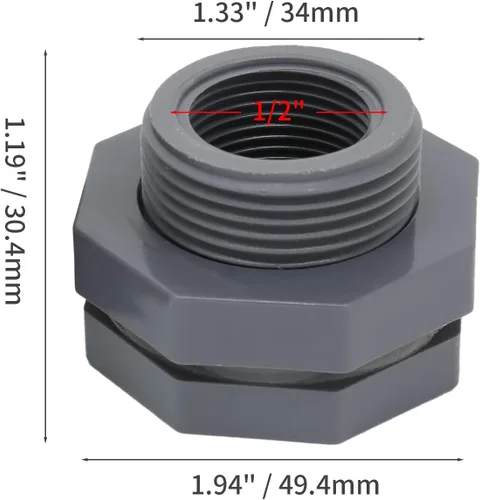 Miniatura 2 de Adaptador de conector de tanque de agua de PVC de 1/2 pulgada con tapones para barriles de lluvia, acuarios, estanques (paquete de 2)