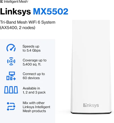 Miniatura 2 de Linksys Enrutador WiFi Atlas Pro 6 - Router WiFi 6 AX5400 - Sistema WiFi de malla de doble banda - Enrutadores de malla WiFi 6 para Internet