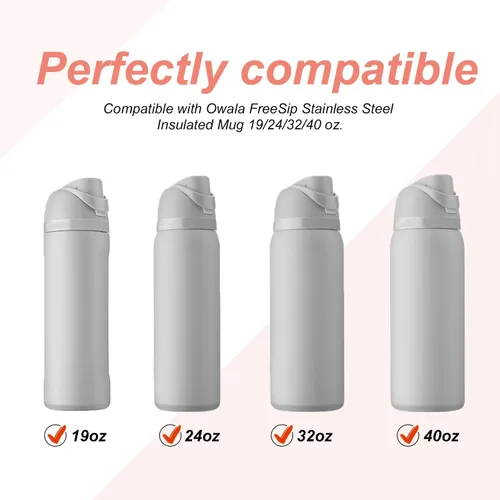 Miniatura 4 de 2 piezas de tapa superior para botella de agua compatible con Owala FreeSip 24 oz 32 oz, piezas de sellado de repuesto, tapón de silicona, Rosa