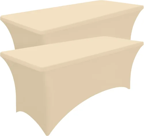 Miniatura 23 de Smiry Paquete de 2 manteles de elastano de 6 pies, fundas de mesa elásticas ajustables extensibles, lavables y sin arrugas, rectangulares para mesa