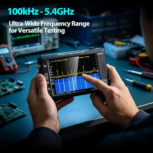 Miniatura 2 de AURSINC Analizador de espectro TinySA Ultra+ ZS406, 4.0 pulgadas, 100 kHz-5.4 GHz, analizador de frecuencia portátil con tarjeta de 32 GB, HW