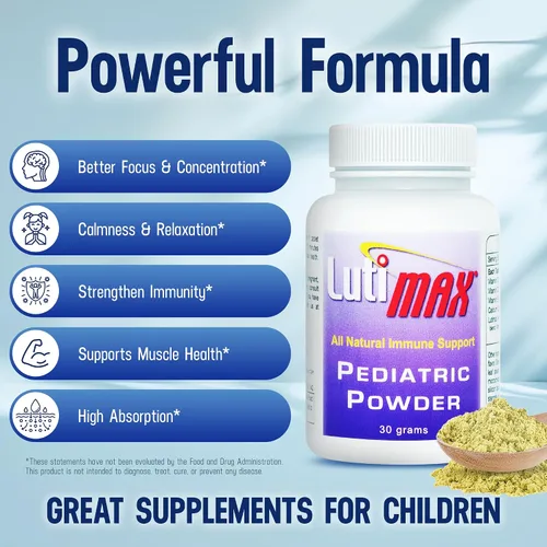 Miniatura 3 de Luti max - Suplemento cerebral pediátrico en polvo con luteolina y rutina, memoria, enfoque, músculo y apoyo inmunológico para niños, suplementos
