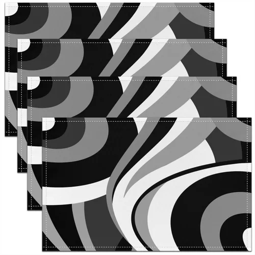 Miniatura 10 de Modern Circles - Juego de 4 manteles individuales de 12 x 18 pulgadas, patrón geométrico abstracto, decorativo, para niños, adolescentes y adultos