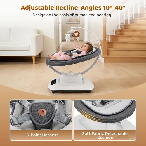 Miniatura 4 de Columpio para bebé, columpios de bebé multimovimiento para bebés y niños pequeños, habilitado con 5 movimientos únicos y 5 velocidades, asiento