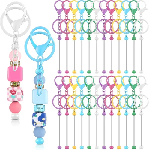 Miniatura 10 de Tondiamo 24 piezas de barras de llavero con cuentas a granel para kit de fabricación de llaveros, regalos para mujeres y hombres, manualidades DIY