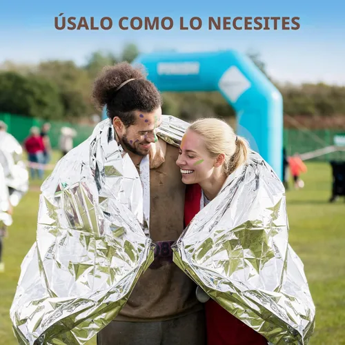 Miniatura 9 de SecuCaptain Mantas de supervivencia térmicas de emergencia: Kit de manta espacial de Mylar extra grande de 84” x 63” para camping al aire libre