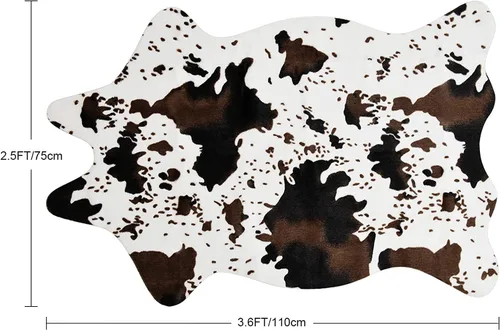 Miniatura 2 de Alfombra de piel de vaca sintética, bonita alfombra con estampado de vaca para decoración occidental, alfombra antideslizante para dormitorio, sala