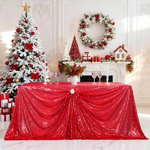 Miniatura 178 de PartyDelight Mantel de lentejuelas redondo de 50 pulgadas, color dorado claro, adorno de mesa para decoración de bodas, fiestas, cumpleaños