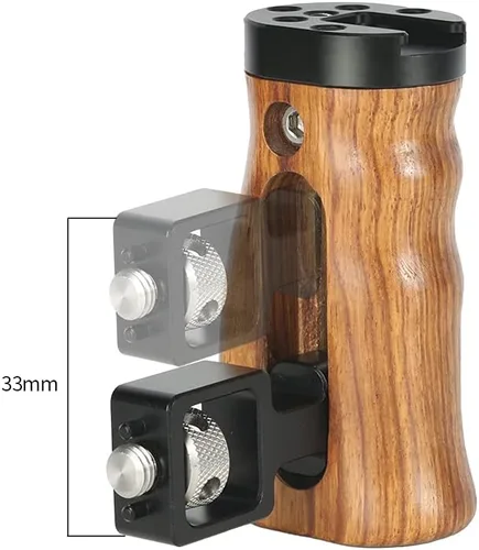 Miniatura 4 de NICEYRIG Wooden Side Handle for ARRI Locating Pin Adjustable Universal Left & Right Grip for DSLR Camera Cage Rig - 462