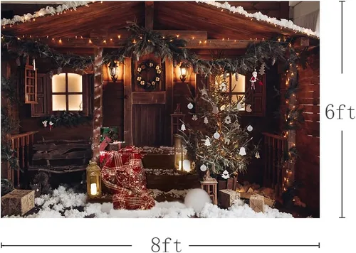 Miniatura 3 de MEHOFOND Telón de fondo de Navidad para fotografía, retrato familiar de invierno, árbol de Navidad, fondo de nieve bokeh, pancarta de fotos vintage