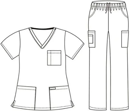 Miniatura 2 de DSF Medical Uniform Scrub Set Top y Cargo Pants 1836 Unisex Estilo Clásico