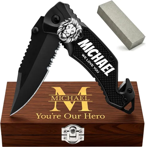 Miniatura 12 de GOOD WORKER Navaja de bolsillo legal con hoja dentada de 2.95 pulgadas, rompedor de vidrio, cortador de cinturón de seguridad, cuchillos plegables