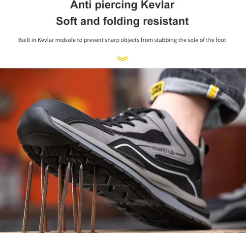 Miniatura 7 de Zapatos de trabajo para hombre, con puntera de acero, zapatos de seguridad ligeros a prueba de pinchazos, zapatos de trabajo de seguridad