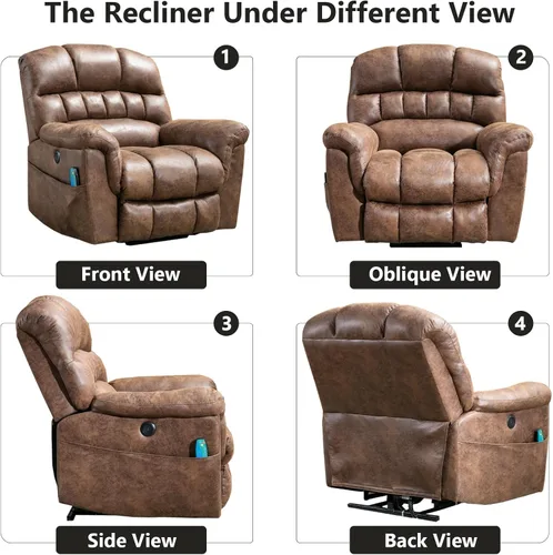Miniatura 8 de HAOMARKETS Sillón reclinable de elevación eléctrica de gran tamaño con masaje y calor para personas mayores, silla reclinable de elevación eléctrica