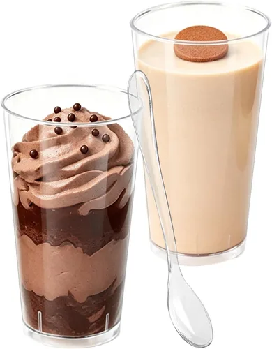 Miniatura 9 de Zezzxu Mini Copas de Postre de 2 oz con Cucharas, Paquete de 100 Copas Desechables para Aperitivos Copas de Mousse Copas Pequeñas de Plástico tipo