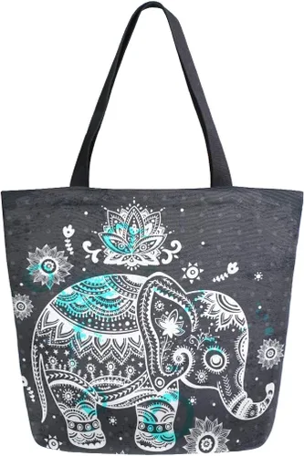 Miniatura 28 de Naanle Bolsa de lona de África grande para mujer, bolsa de hombro casual, bolsa de algodón para exteriores, reutilizable, multiusos, resistente