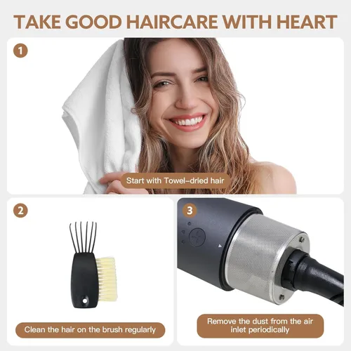 Miniatura 7 de Cepillo secador de pelo 2 en 1 y alisador de cabello, cepillo térmico iónico y de cerámica con calor ajustable y disparo frío, motor de alta