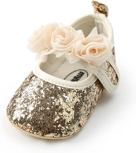 Miniatura 94 de RVROVIC Mocasines de princesa para bebé, zapatos brillantes de Mary Jane, zapatos de cuna de suela suave y ligera de primera calidad, zapatos