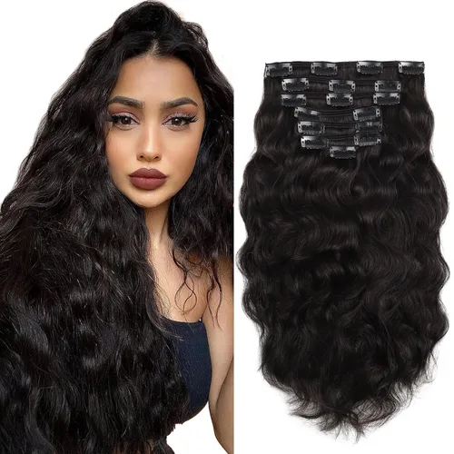 Miniatura 9 de Anrosa Extensiones de cabello humano con clip, cabello natural negro #1B, rizado en espiral, extensiones de cabello humano con clip para mujeres