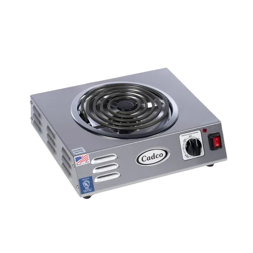 Cadco CSR-3T Placa caliente eléctrica portátil de 14 pulgadas con un quemador tubular, acero inoxidable, 220 voltios