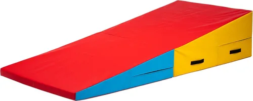 Miniatura 10 de PRISP Alfombrilla plegable inclinada para gimnasio, extra larga, 71 x 30 x 14 pulgadas, con cuña para niños Verde; Azul