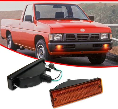 Miniatura 2 de para 1988-1997 Nissan D21 Hardbody PickUp, 1988-1995 Nissan Pathfinder luz de señal de giro para parachoques delantero, lente ámbar, lámpara ámbar