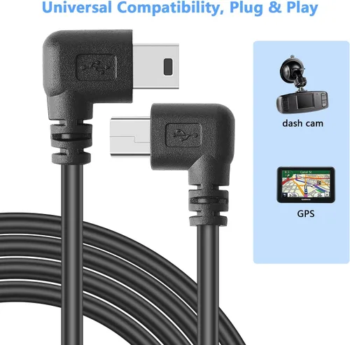 Miniatura 4 de Mini cable de alimentación USB de 90 grados en ángulo izquierdo (sin transferencia de datos) - USB 2.0 A-macho a Mini-B cable de alimentación