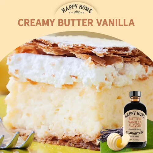 Miniatura 6 de Happy Home Sabor a vainilla de mantequilla natural premium, certificado Kosher, 4 onzas.