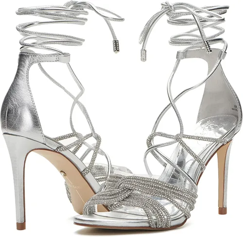 Miniatura 7 de Vince Camuto Aimery - Sandalias de vestir con tacón envolvente para mujer, Transparente plateado