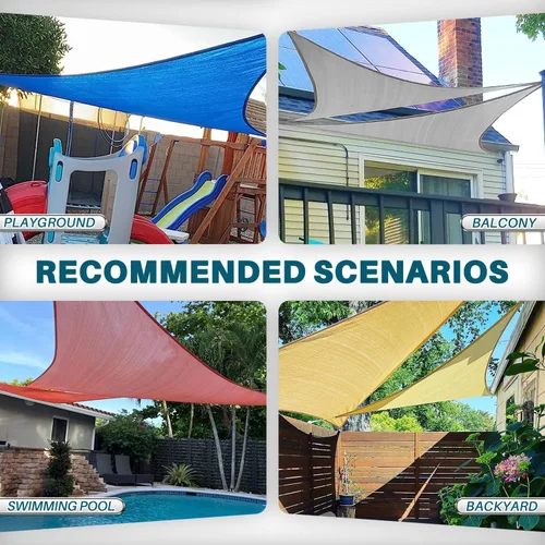 Miniatura 6 de Coarbor Toldo parasol triangular de 10 x 10 x 14 pies, para exteriores, patio, terraza, jardín (rojo)