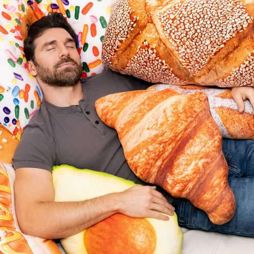 Miniatura 4 de Much Comfort Almohada de 58.4 cm en forma de croissant 3D - Hecha con tela súper suave y ultra premium - Linda, cómoda, aterciopelada, cojín de pan